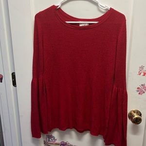 Hippie rose bat sleeve red knit top size M